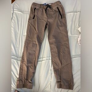 Old Navy Tech Joggers size L 10-12 elastic waist Boys Tan